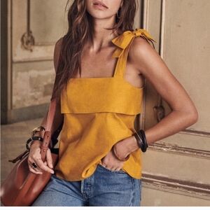 SÉZANE Isa Linen Blend Button Back Top Blouse Sz 4